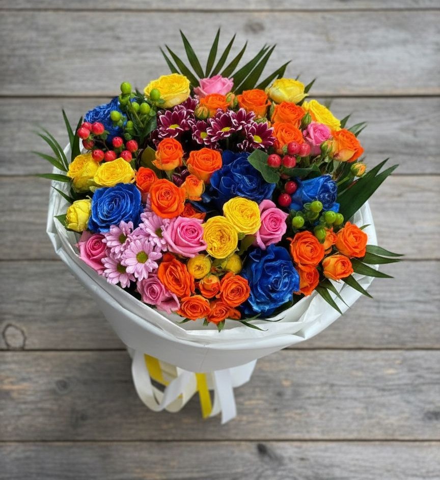 Букет цветов из: Розы и Хризантемы в Тобольске