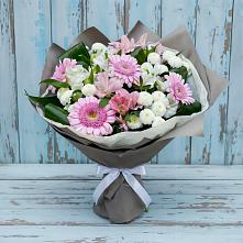 Букет цветов из:  Герберы, Альстромерии и Хризантемы в Тобольске
