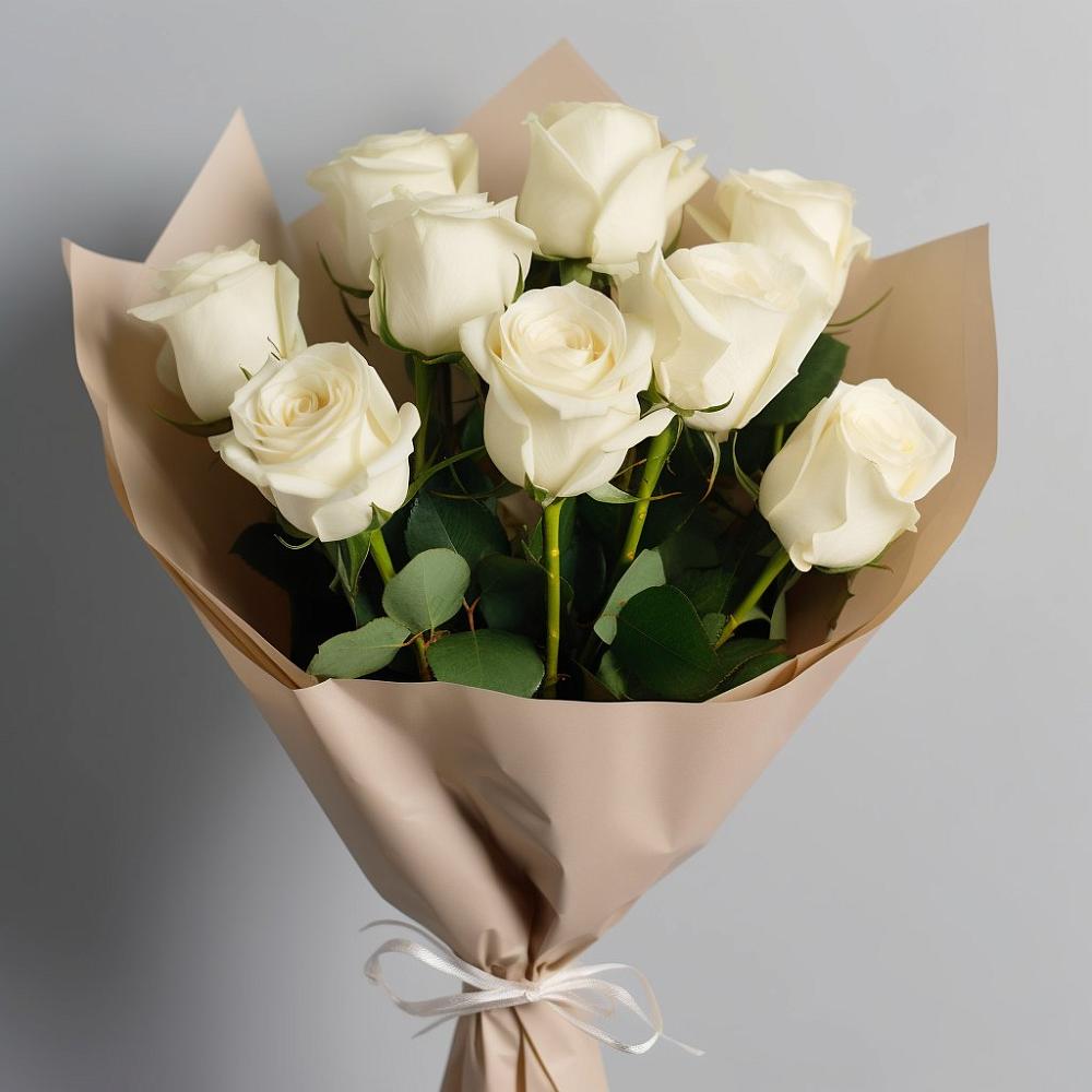 Букет 9 Белых роз Эдлесс Лав в Тобольске