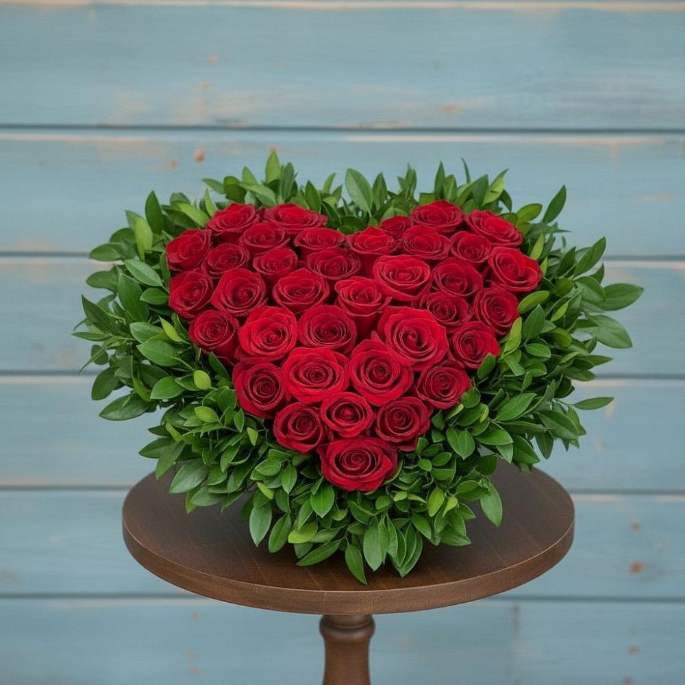 Цветочная композиция из Розы в виде сердца в Тобольске