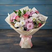 Букет цветов из:  Хризантемы, Альстромерии и Розы #REPLACE_PRED# Тобольске