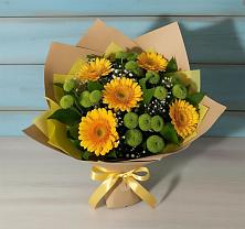 Букет цветов из:  Герберы и Хризантемы в Тобольске