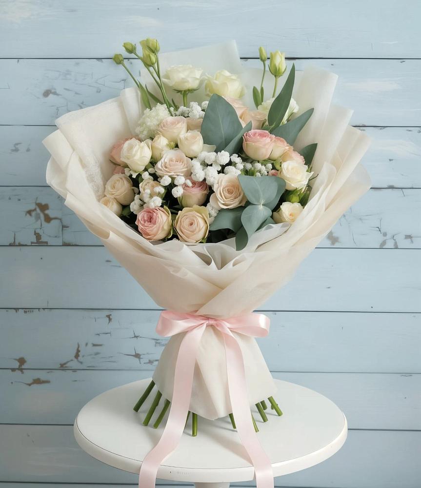 Букет цветов из: Розы и Лизиантусы в Тобольске