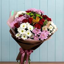 Букет цветов из:  Розы, Хризантемы и Альстромерии #REPLACE_PRED# Тобольске